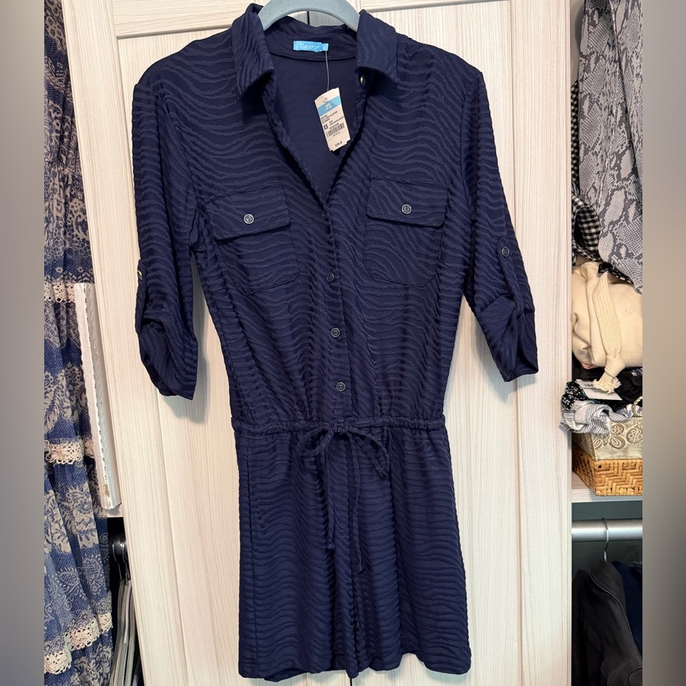 J. McLaughlin Navy Romper with Collar Brand New With Tags. Size XS